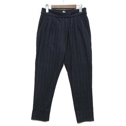 Brunello Cucinelli Wool Cotton Tuck Tapered Pants Striped Navy 40