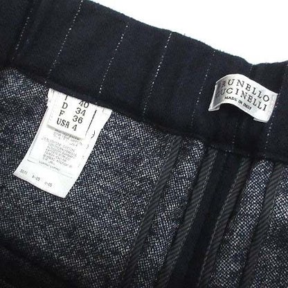 Brunello Cucinelli Wool Cotton Tuck Tapered Pants Striped Navy 40 — view 4