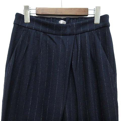 Brunello Cucinelli Wool Cotton Tuck Tapered Pants Striped Navy 40 — view 3