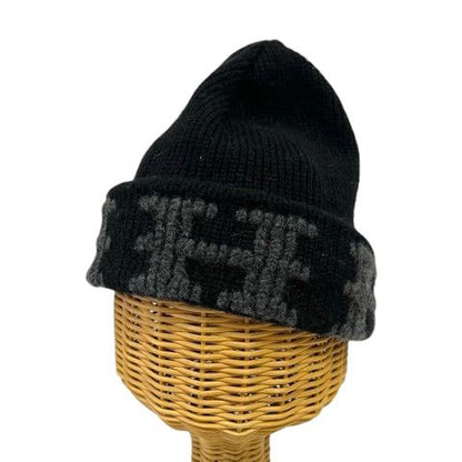 Hermes Knit Cap Cashmere Logo ME Black Gray Hat — view 9