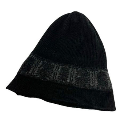 Hermes Knit Cap Cashmere Logo ME Black Gray Hat — view 5