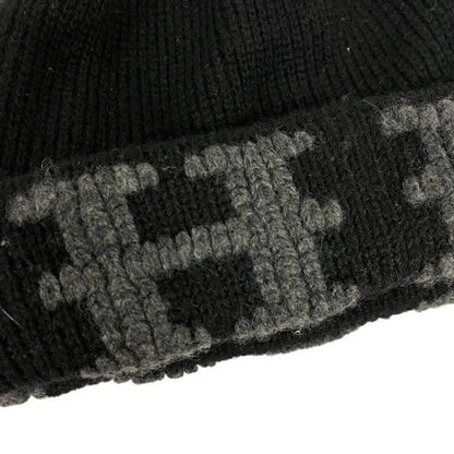 Hermes Knit Cap Cashmere Logo ME Black Gray Hat — view 6