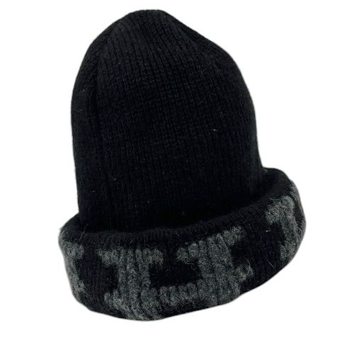 Hermes Knit Cap Cashmere Logo ME Black Gray Hat — view 4