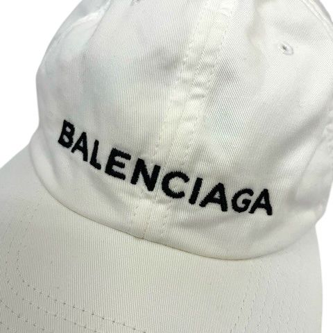 Balenciaga Cap Hat Cotton Logo Embroidery L White — view 6