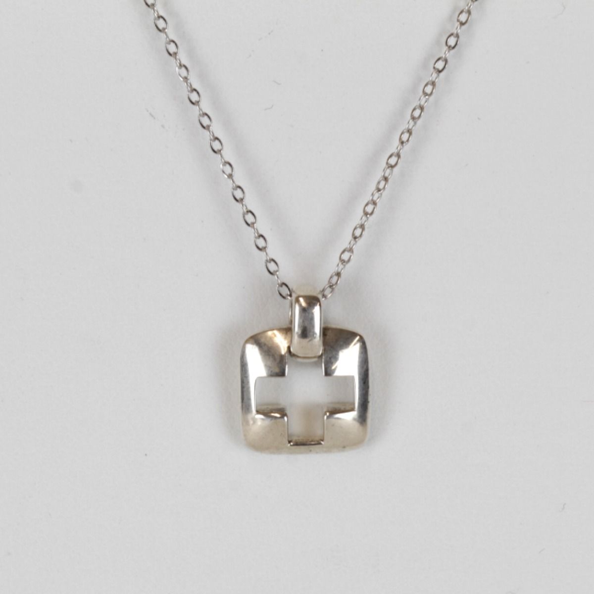 Tiffany & Co 925 Sterling Silver Pierced Cross Chain Aftermarket Necklace — view 2