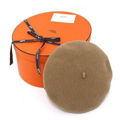 Hermes Beret Boni Merino Wool Felt Calf Beige Trench Hat — view 2