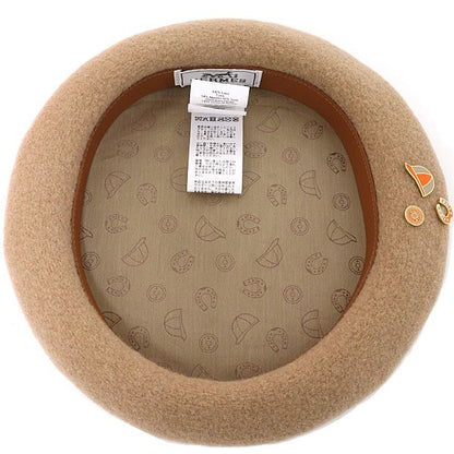 Hermes Beret Boni Merino Wool Felt Calf Beige Trench Hat — view 3