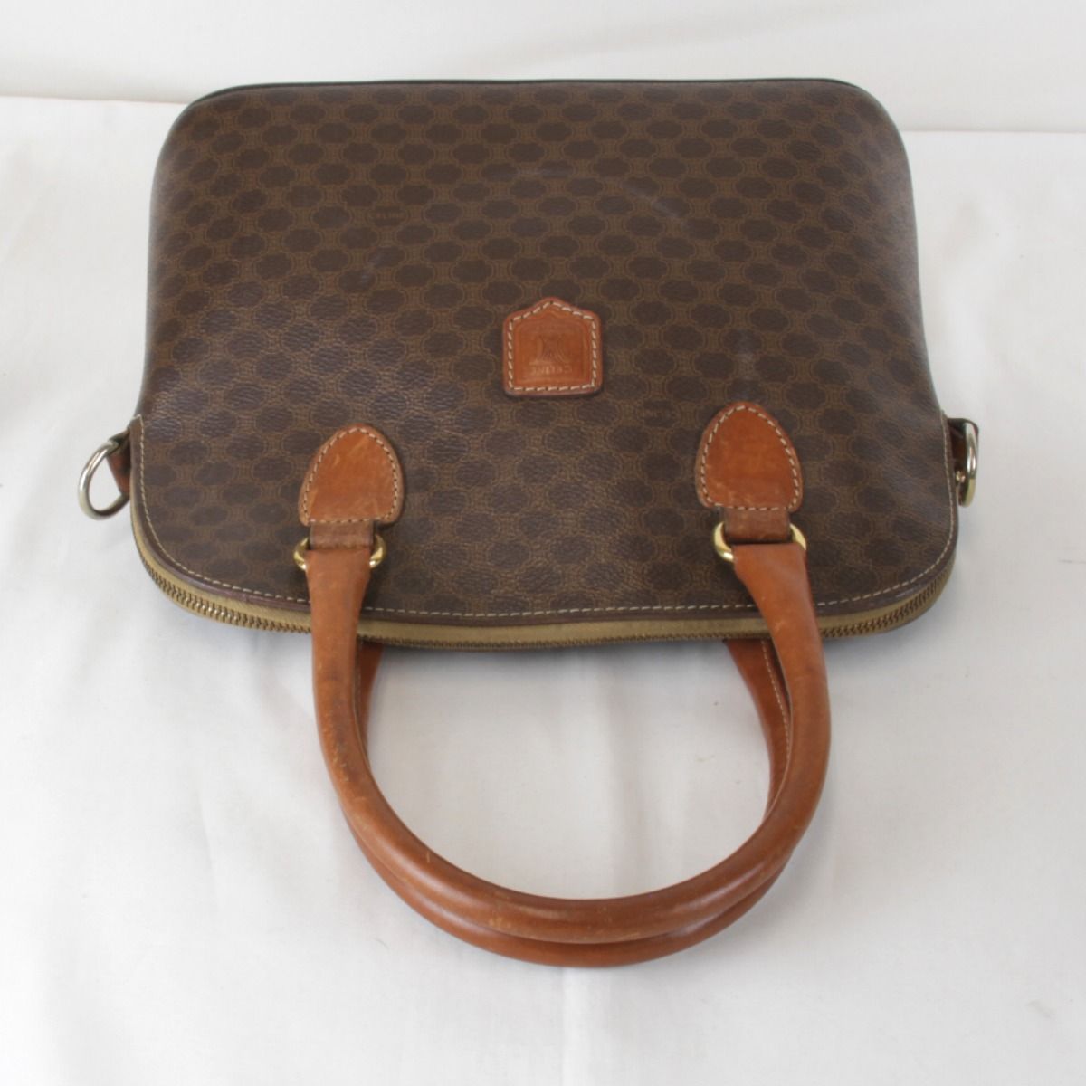 Celine Macadam Strap Handbag Leather Brown — view 6