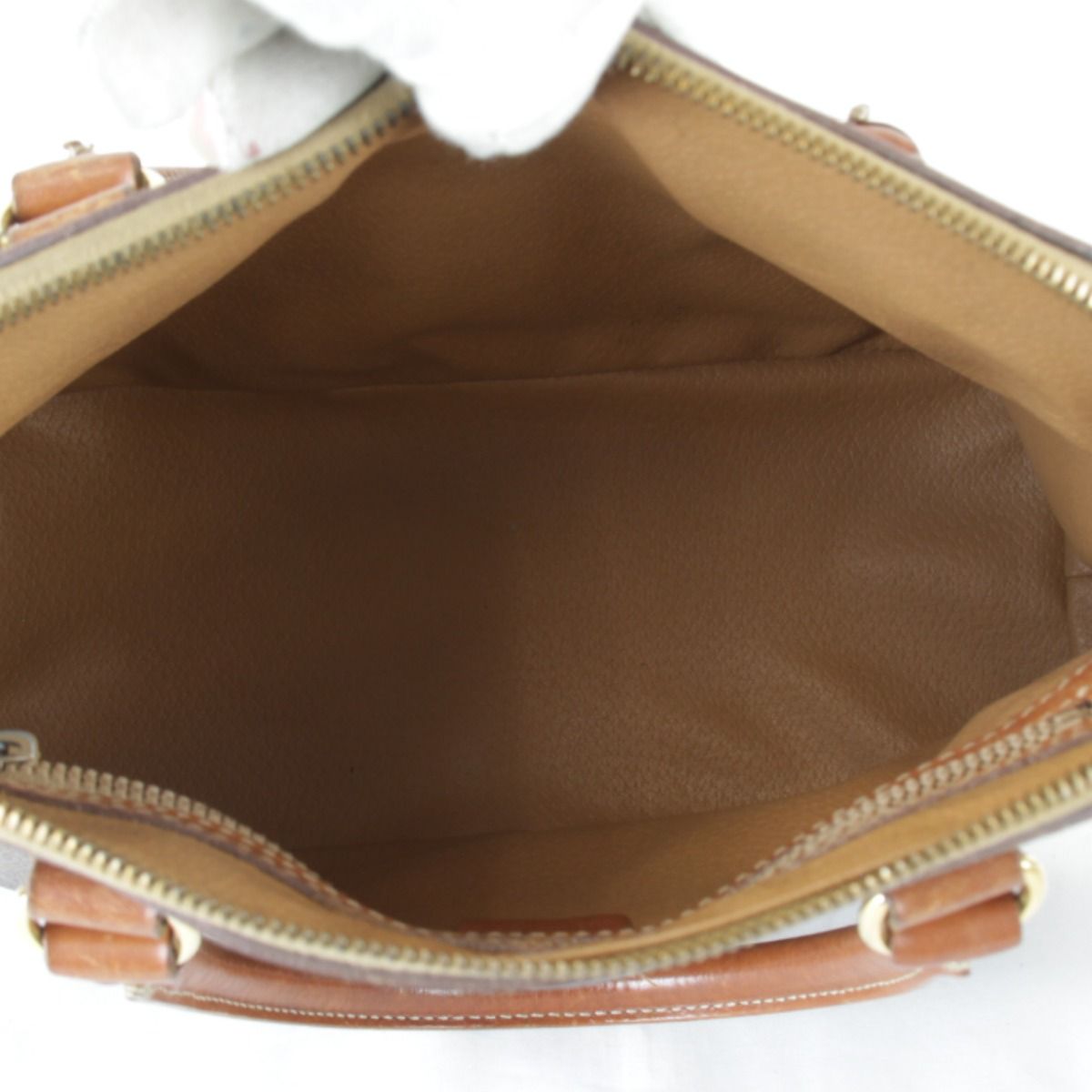 Celine Macadam Strap Handbag Leather Brown — view 9