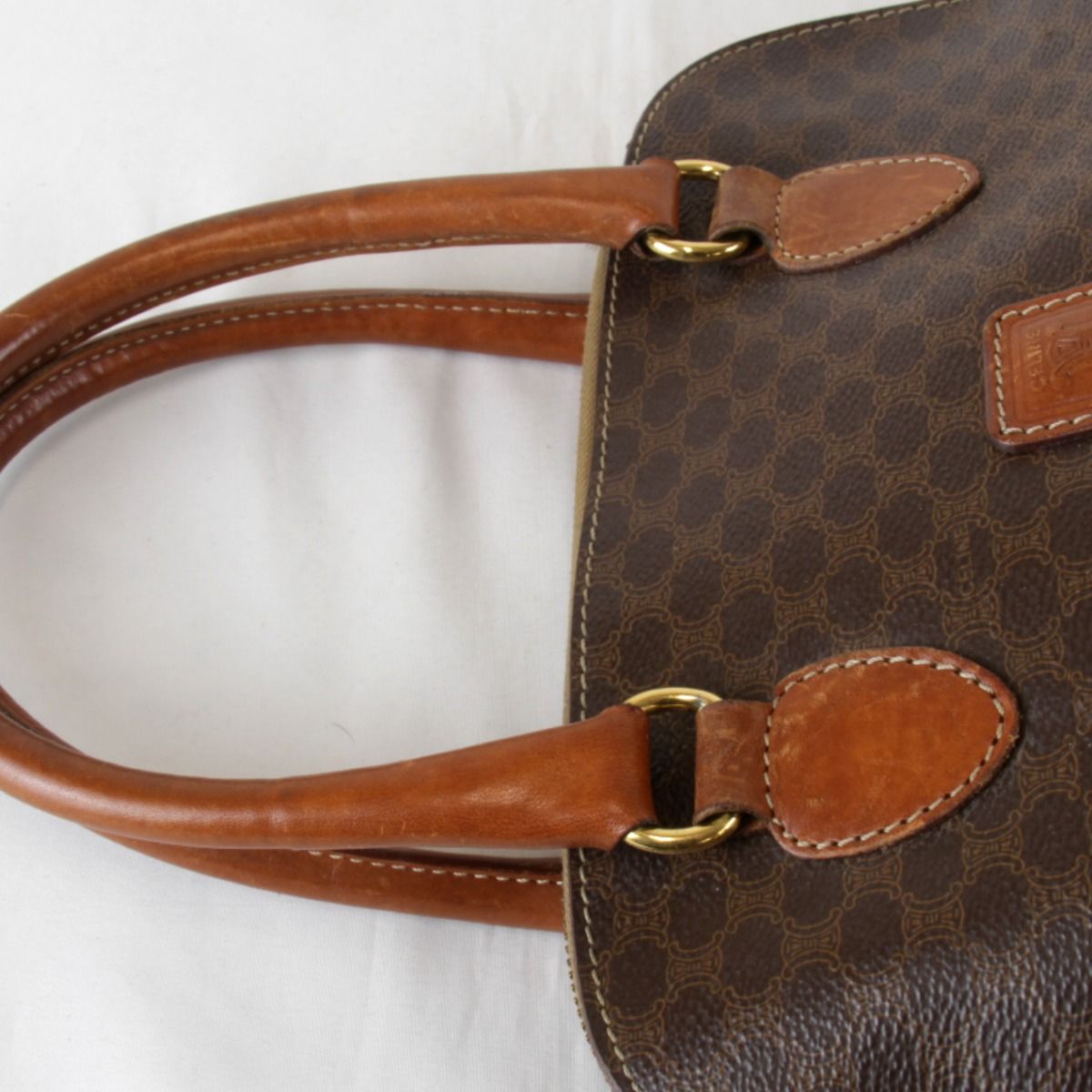 Celine Macadam Strap Handbag Leather Brown — view 7