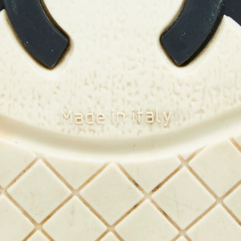 Chanel CC Logo Sneakers 37.5 Navy White Leather — view 8