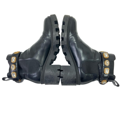 Gucci Side Gore Boots Leather with Crystal Belt 36 Black — view 7