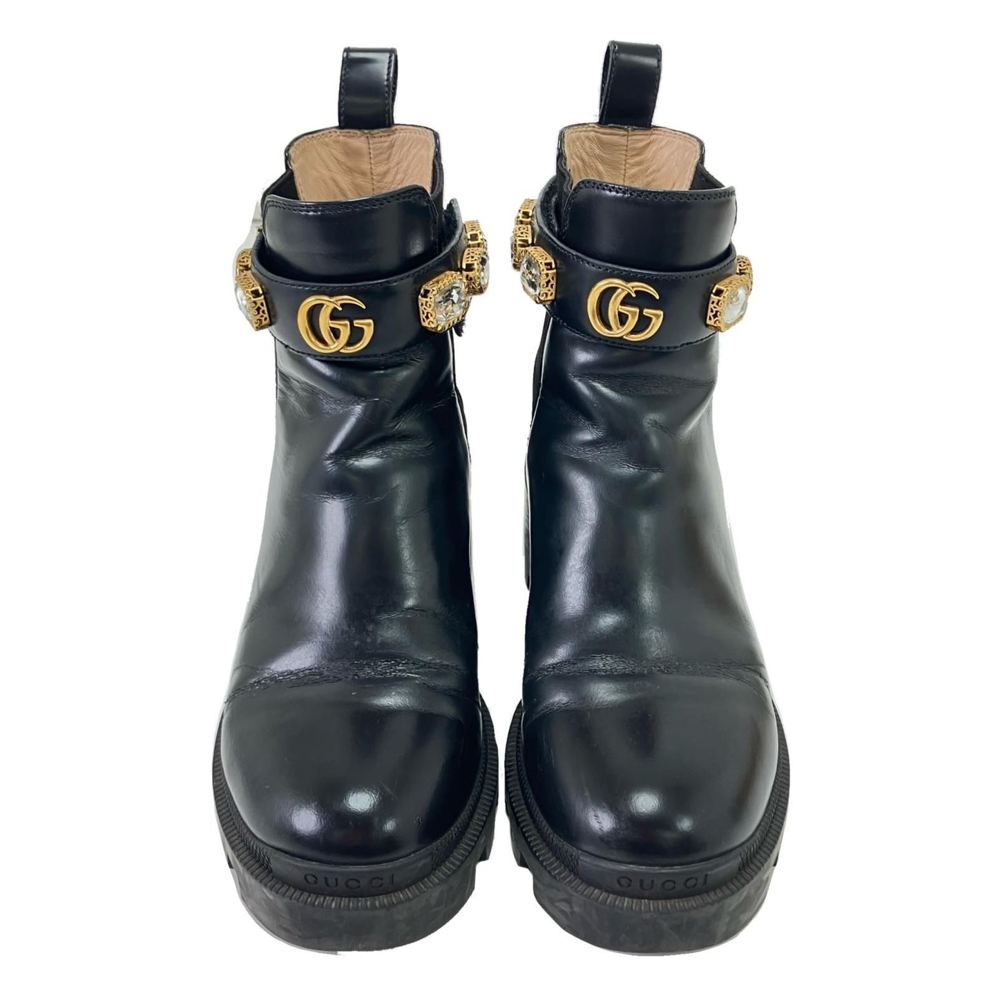 Gucci Side Gore Boots Leather with Crystal Belt 36 Black — view 4
