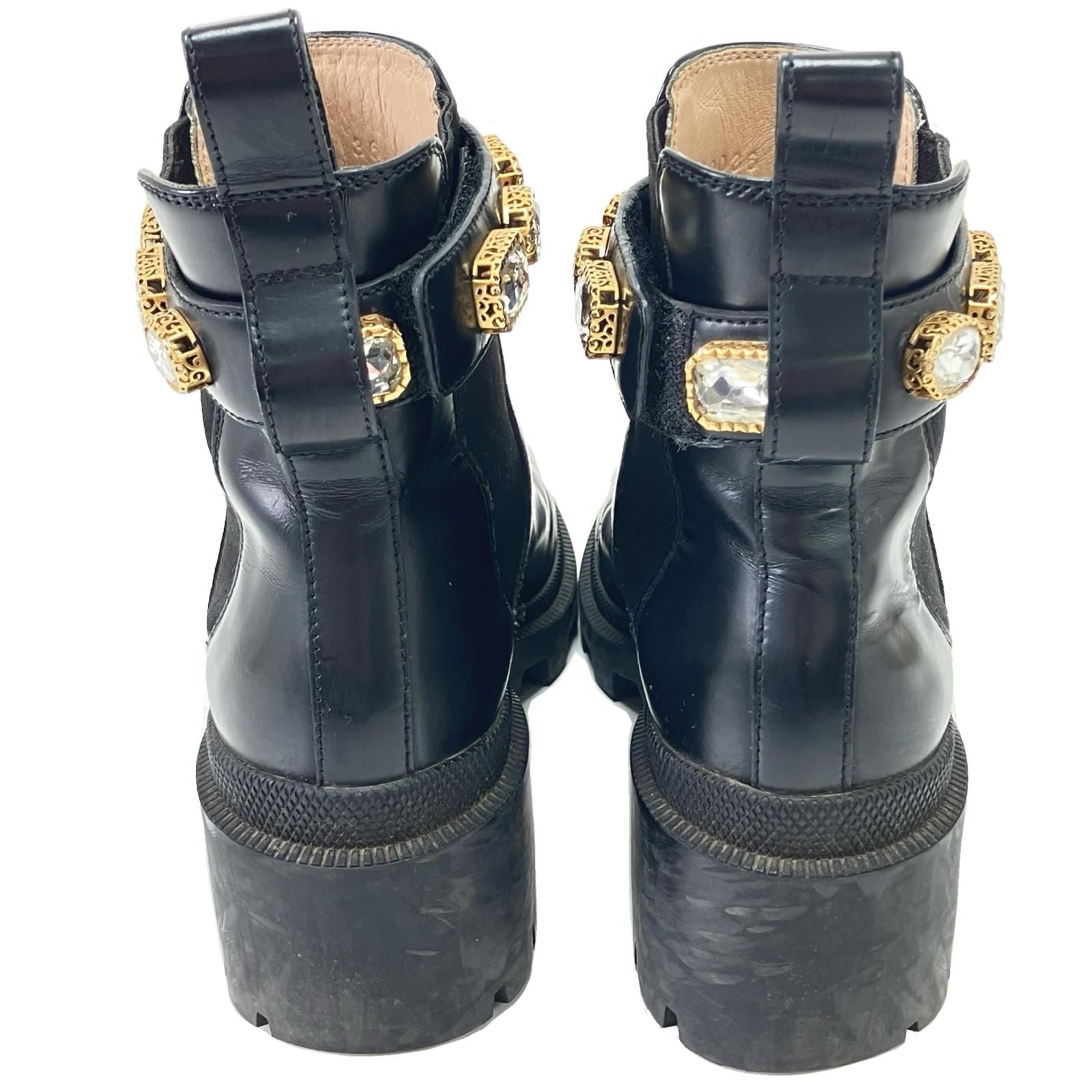 Gucci Side Gore Boots Leather with Crystal Belt 36 Black — view 6
