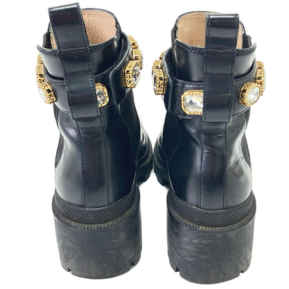 Gucci Side Gore Boots Leather with Crystal Belt 36 Black — view 6