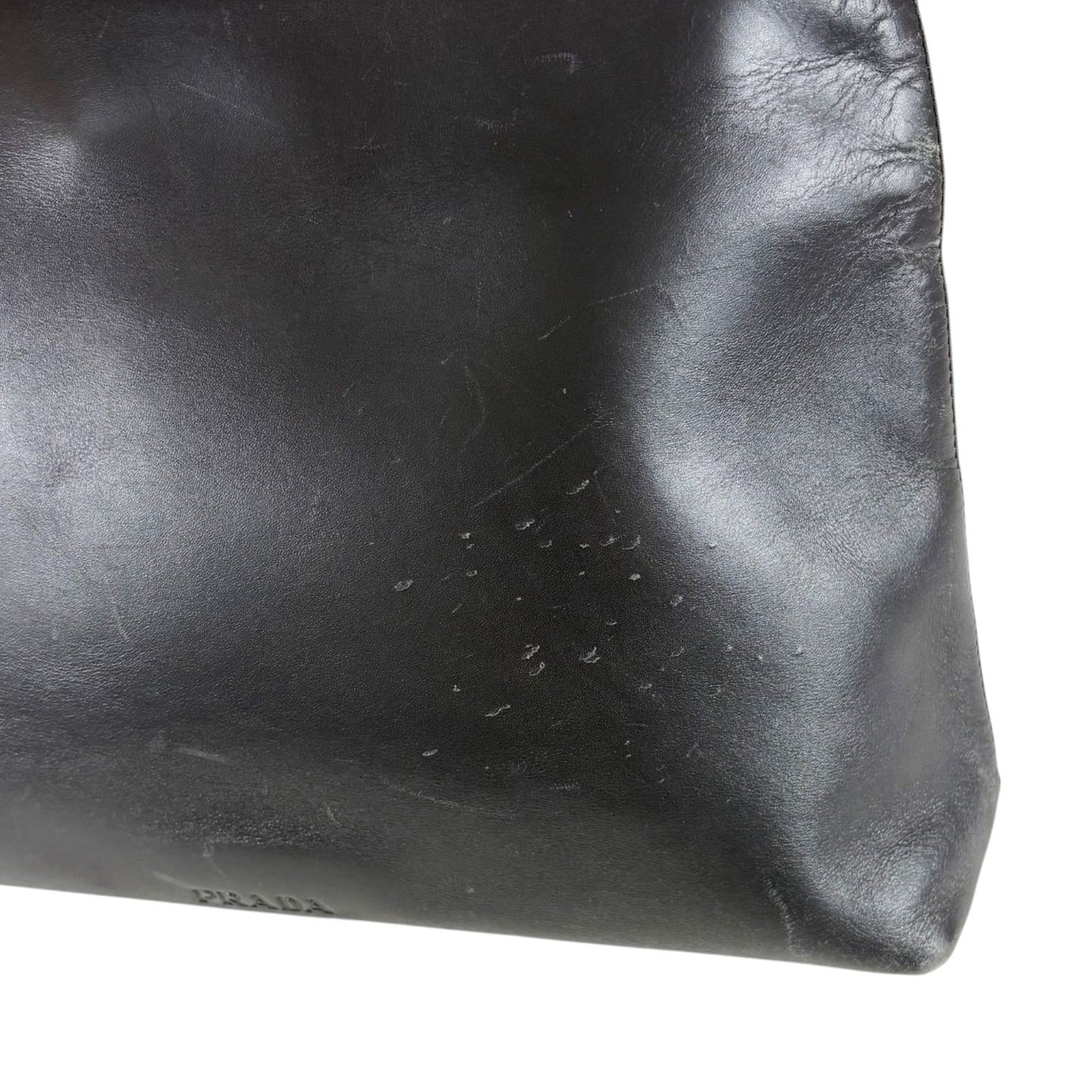 Prada Plastic Handle Shoulder Bag Hobo Tortoiseshell Black Leather — view 7