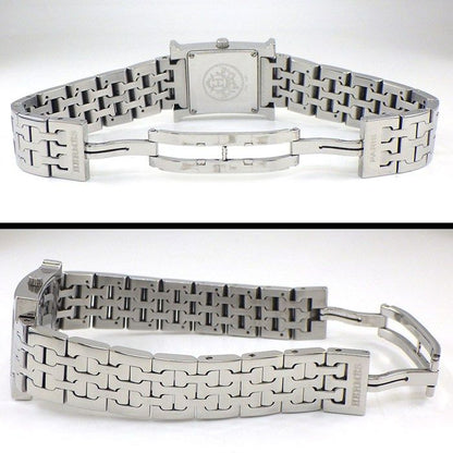 Hermes Watch Square White Guilloche Dial SS Quartz Analog Box and Paper — view 3