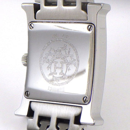 Hermes Watch Square White Guilloche Dial SS Quartz Analog Box and Paper — view 4