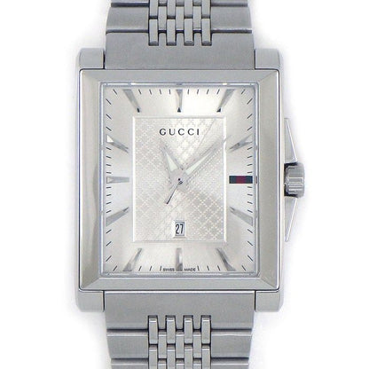 Gucci Watch Timeless Rectangle 138.4 Rectangular Sunray Silver Dial Date SS