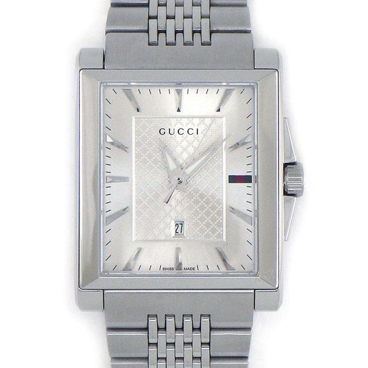 Gucci Watch Timeless Rectangle 138.4 Rectangular Sunray Silver Dial Date SS