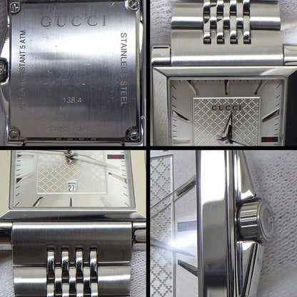 Gucci Watch Timeless Rectangle 138.4 Rectangular Sunray Silver Dial Date SS — view 7