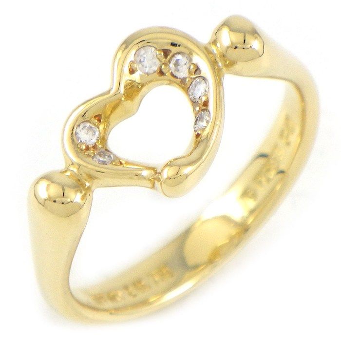 Tiffany & Co Ring Open Heart Diamond 18k Yellow Gold