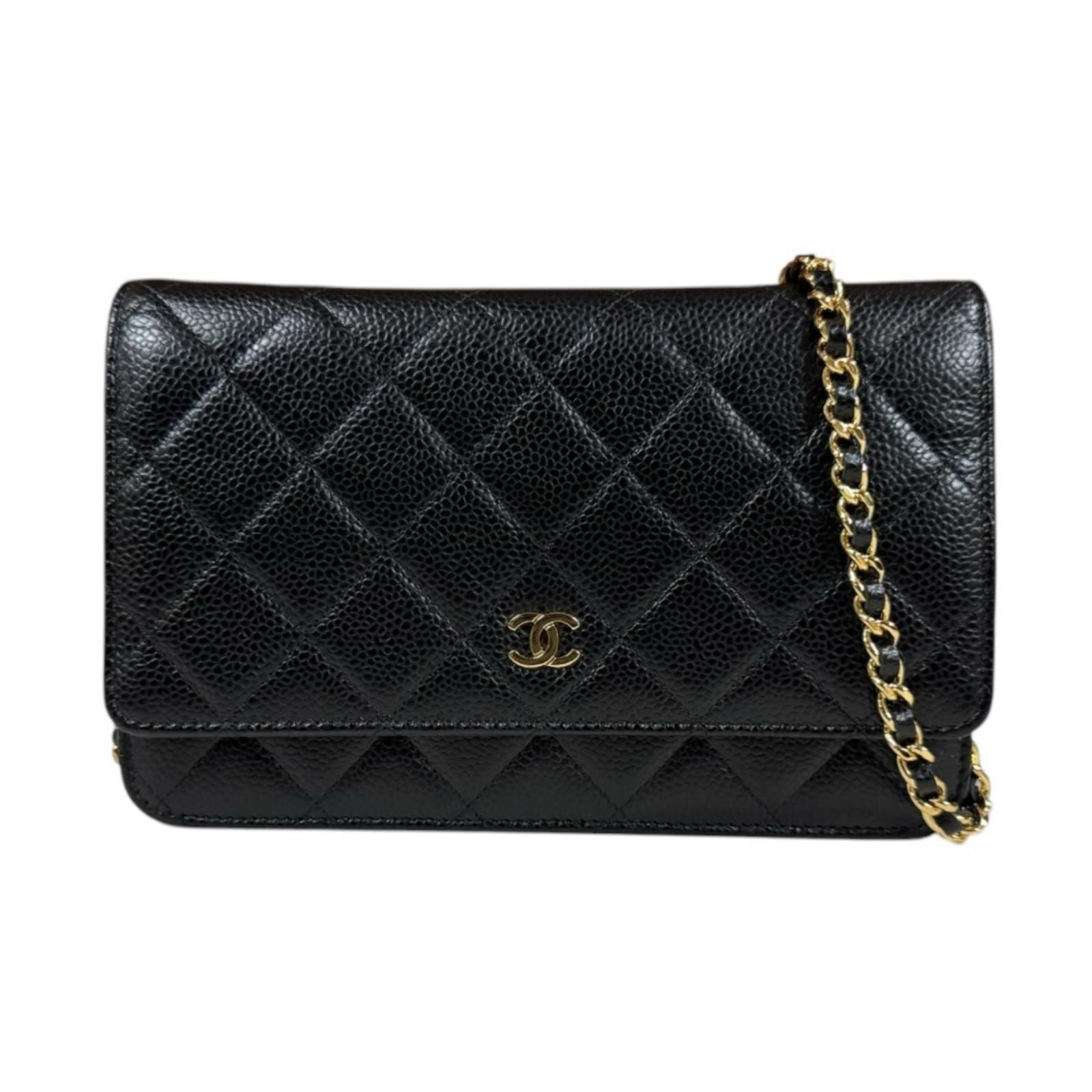 Chanel Quilted Shoulder Bag Caviar Leather Black