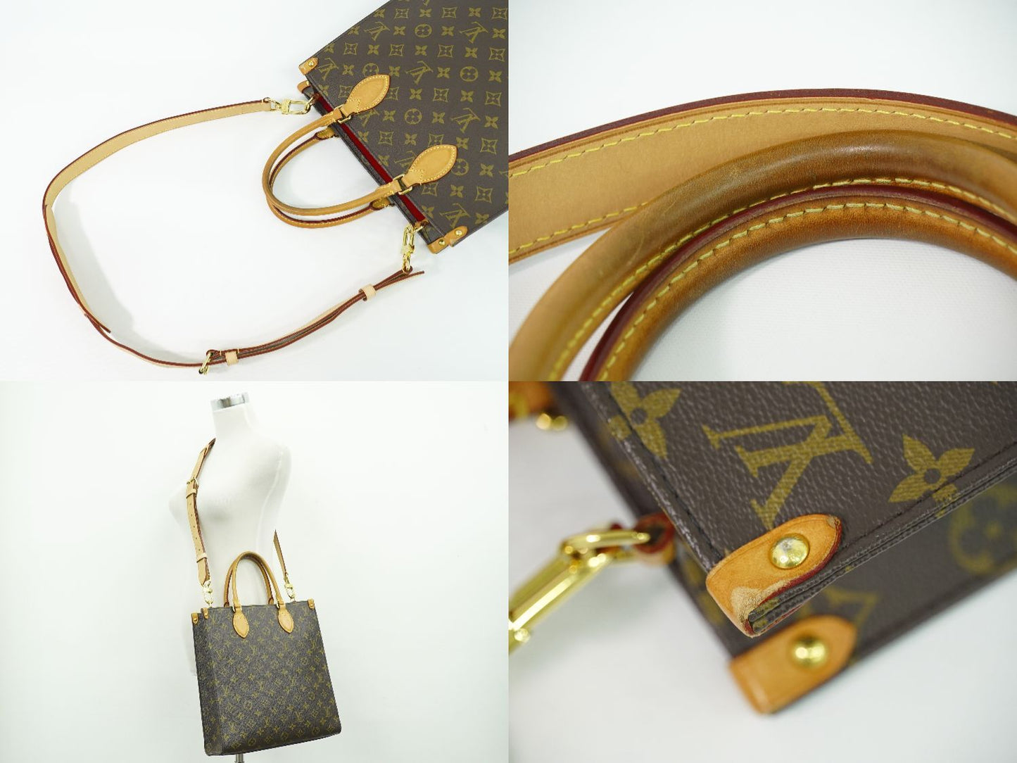 Louis Vuitton LV Sac Plat PM Monogram 2-Way Shoulder Bag Brown — view 6