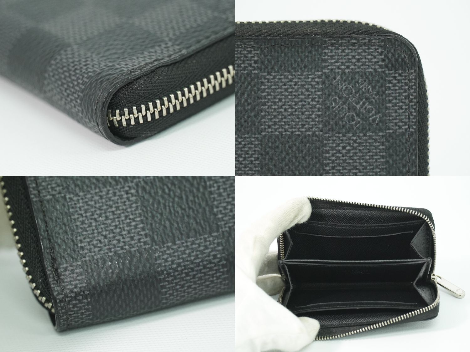 Louis Vuitton LV Zippy Coin Purse Damier Graphite Case Black Gray — view 8