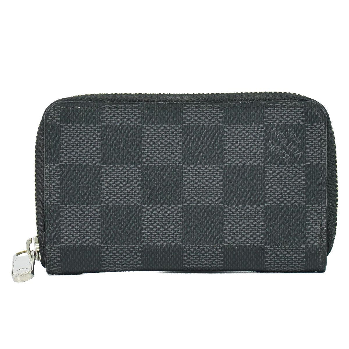 Louis Vuitton LV Zippy Coin Purse Damier Graphite Case Black Gray