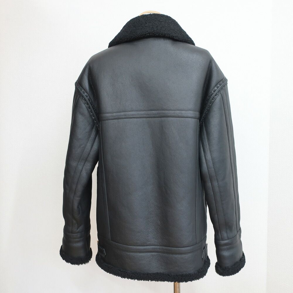 Fendi Ten Jacket 44 Black FF Zucca Ahbd Shearling Leather — view 2