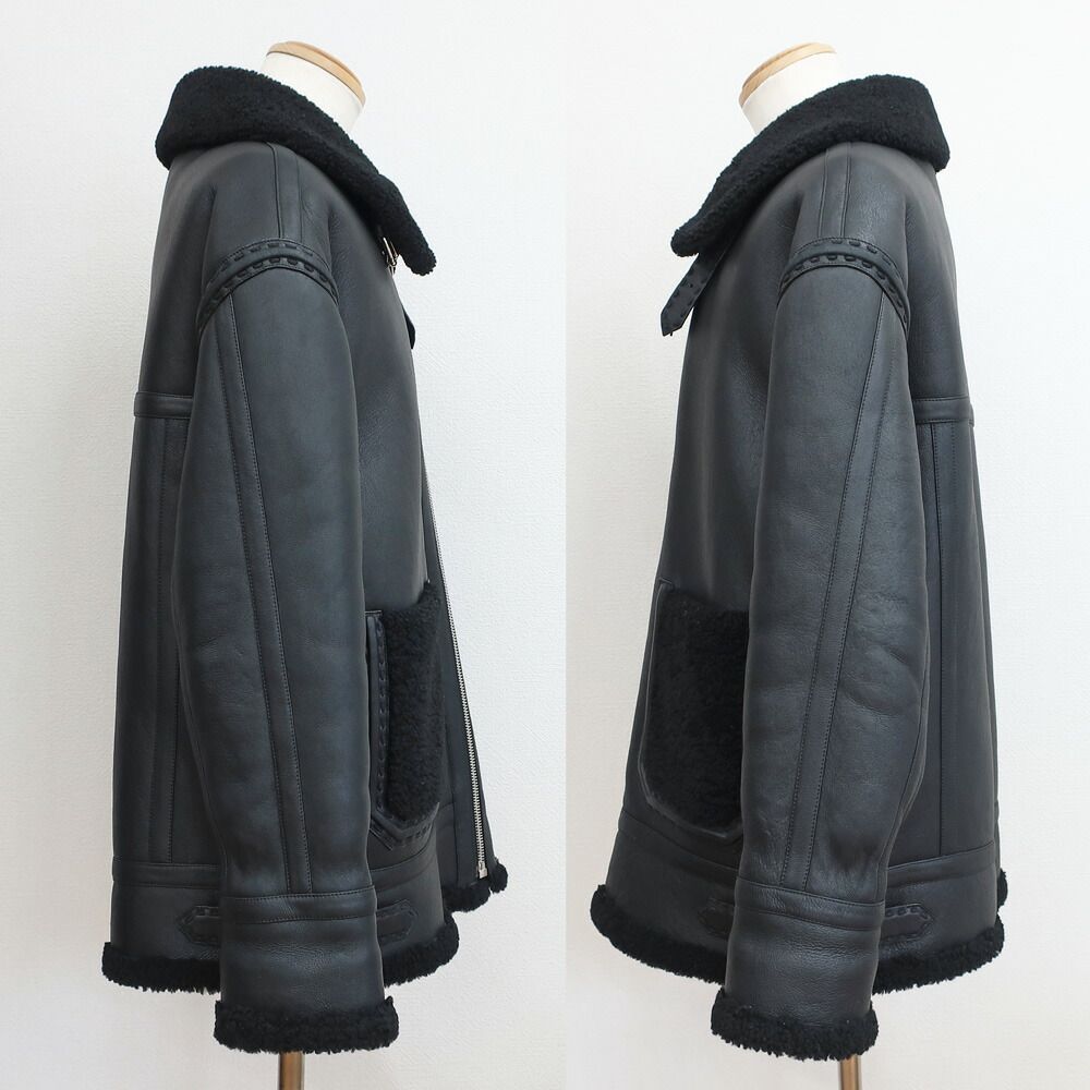Fendi Ten Jacket 44 Black FF Zucca Ahbd Shearling Leather — view 3