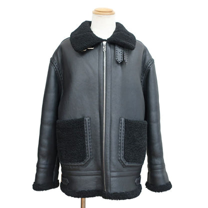 Fendi Ten Jacket 44 Black FF Zucca Ahbd Shearling Leather
