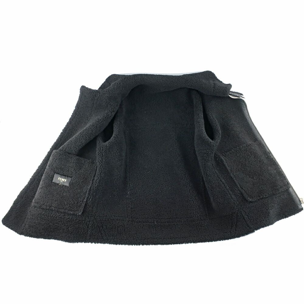 Fendi Ten Jacket 44 Black FF Zucca Ahbd Shearling Leather — view 4