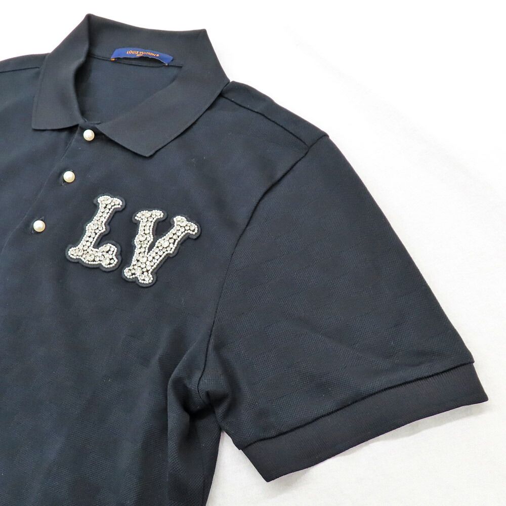 Louis Vuitton LV Embroidery Cotton Pique Polo Shirt S Black Bijoux — view 3