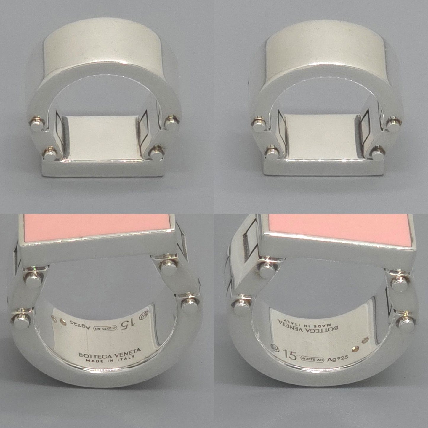Bottega Veneta Enamel Bolt Ring Pink Color Sterling Silver Box — view 5