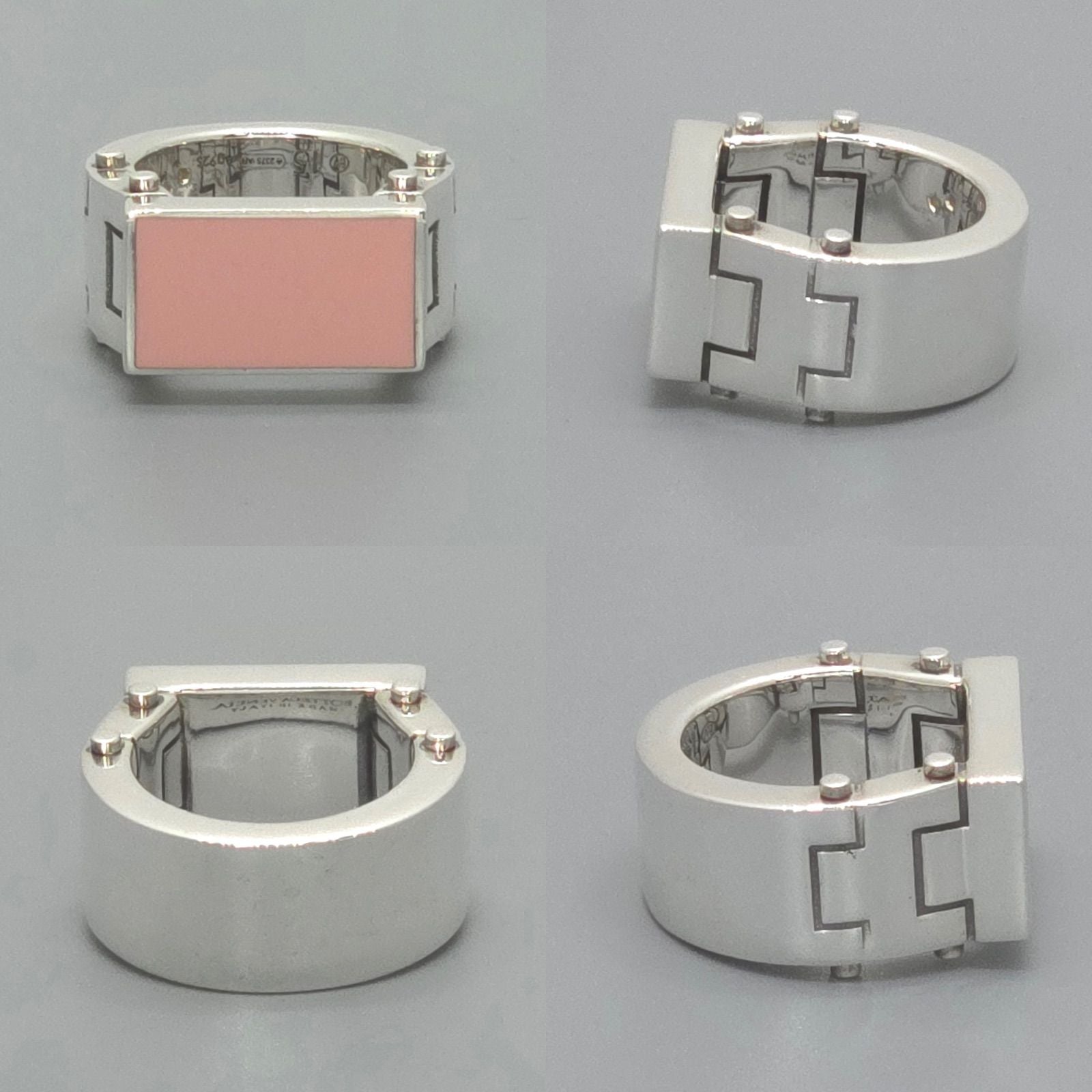 Bottega Veneta Enamel Bolt Ring Pink Color Sterling Silver Box — view 3