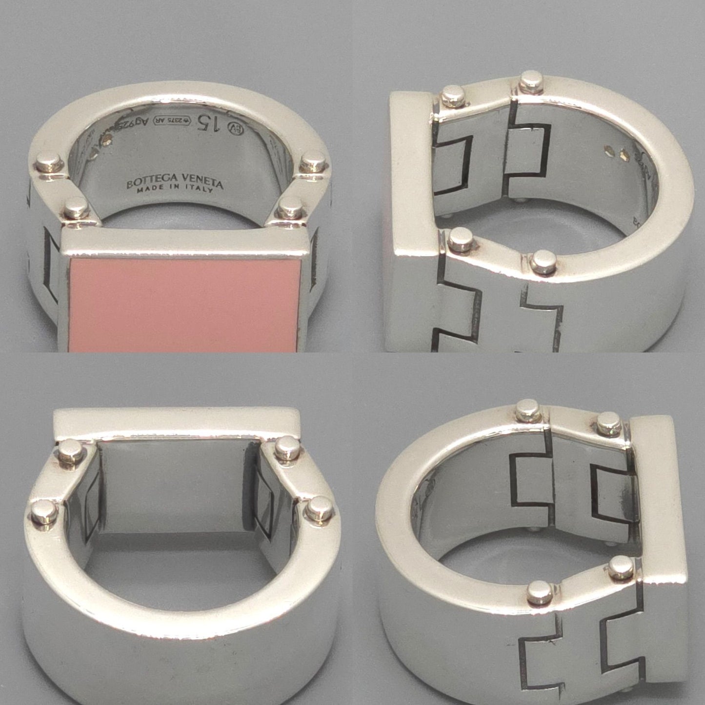 Bottega Veneta Enamel Bolt Ring Pink Color Sterling Silver Box — view 4