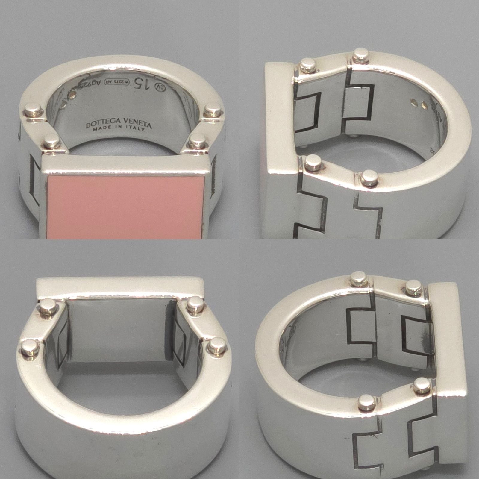 Bottega Veneta Enamel Bolt Ring Pink Color Sterling Silver Box — view 4