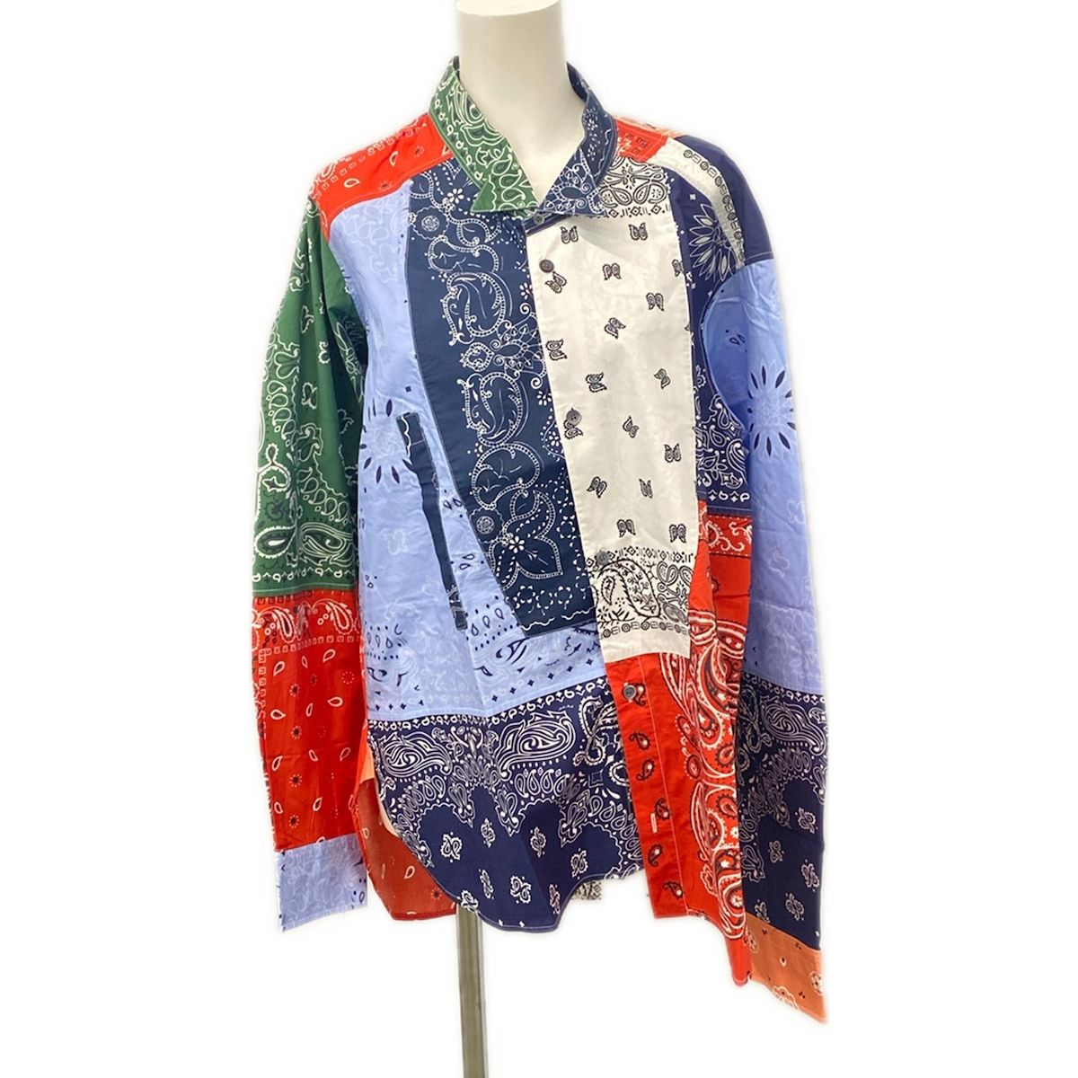 Loewe Long Sleeve Shirt L Navy Red Multi Paisley Pattern Deformed