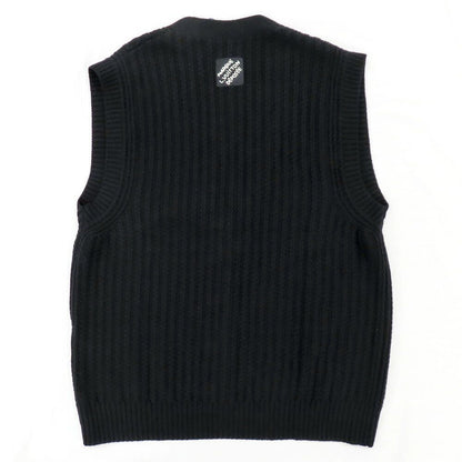 Louis Vuitton V-neck Merino Wool Vest with Blue Pattern L Black — view 2