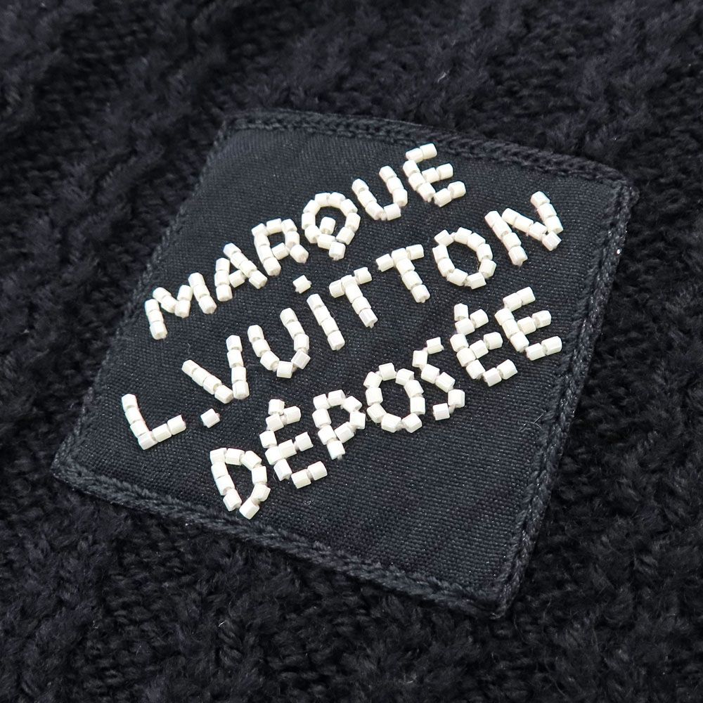Louis Vuitton V-neck Merino Wool Vest with Blue Pattern L Black — view 8