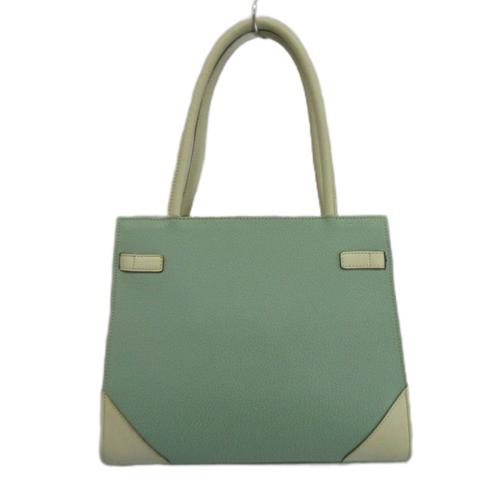 Max Mara Handbag Tote Leather Logo Gold Mint Green White — view 2