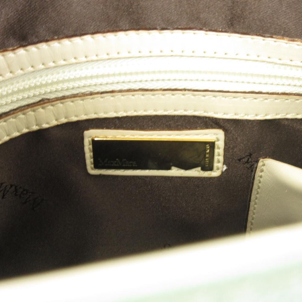 Max Mara Handbag Tote Leather Logo Gold Mint Green White — view 4