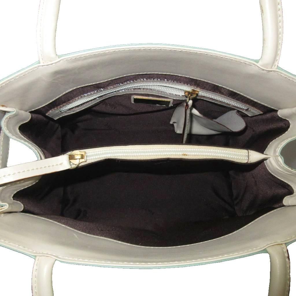 Max Mara Handbag Tote Leather Logo Gold Mint Green White — view 3