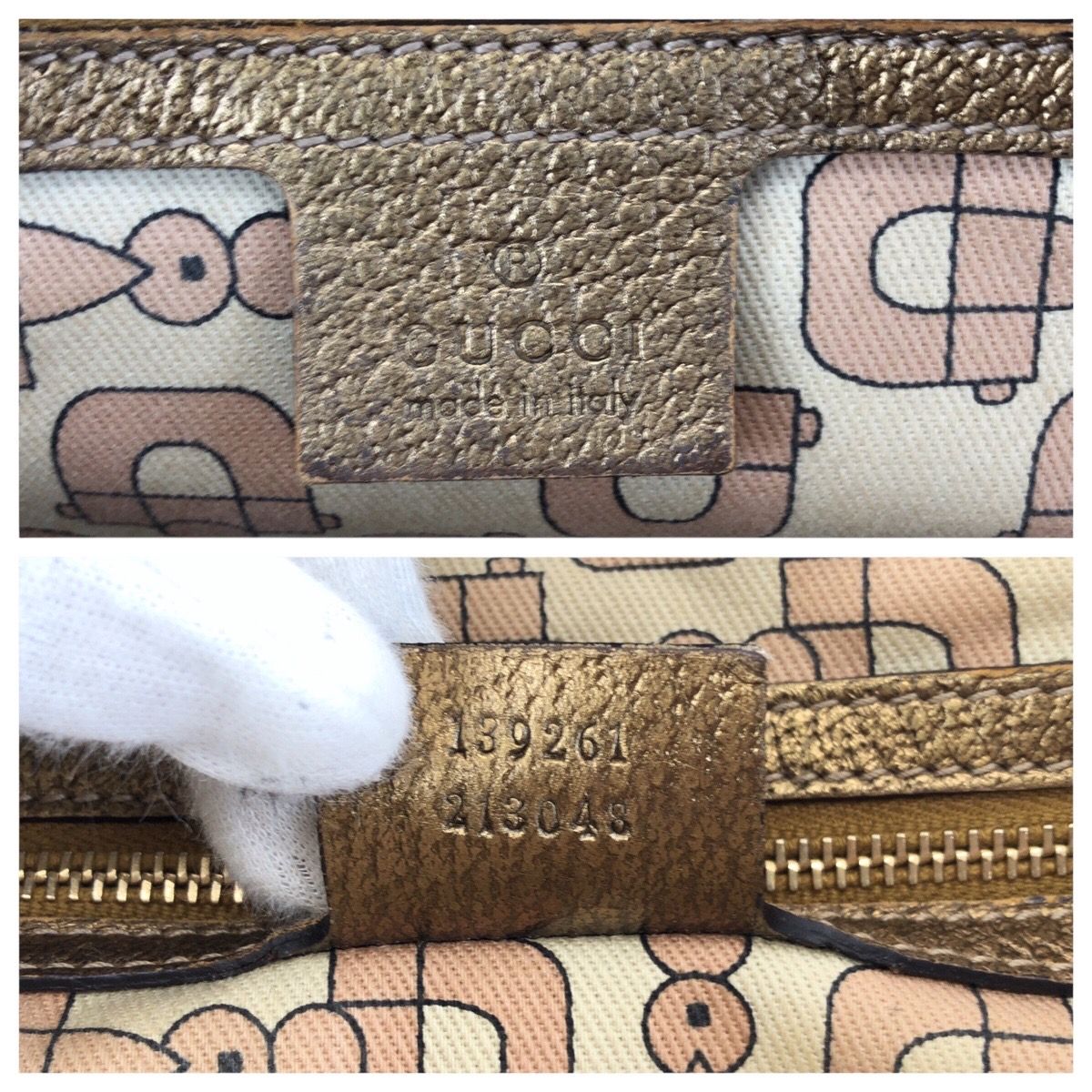 Gucci Beige Gold GG Canvas Leather Mini Tote — view 4
