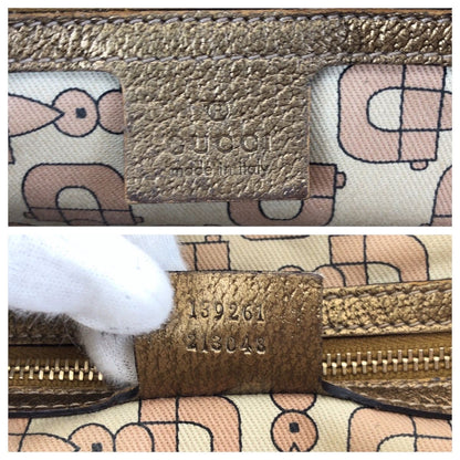 Gucci Beige Gold GG Canvas Leather Mini Tote — view 4