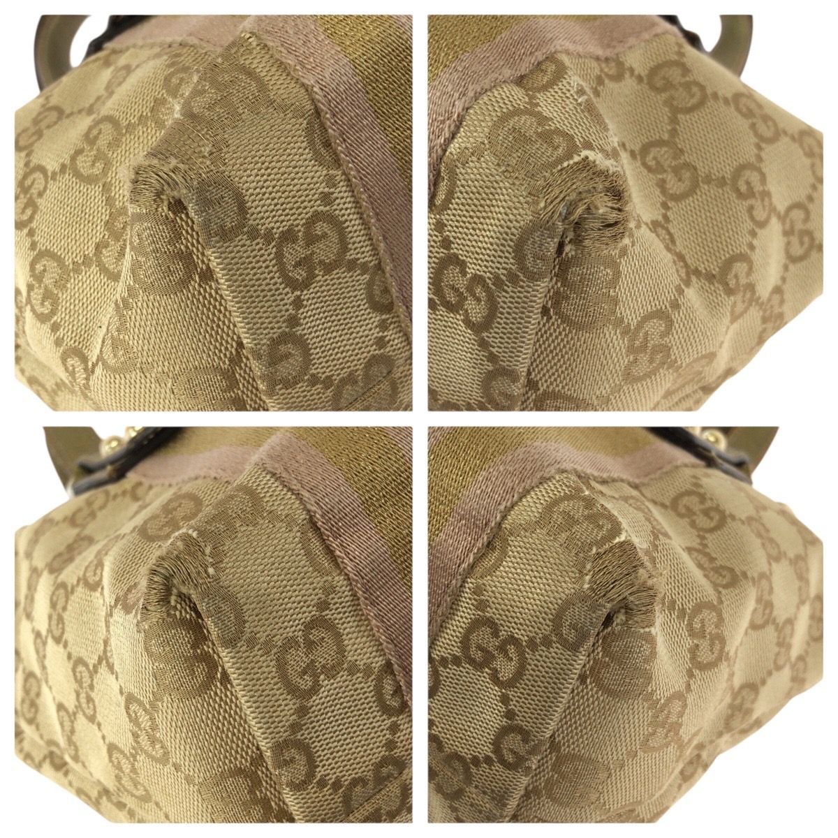 Gucci Beige Gold GG Canvas Leather Mini Tote — view 3