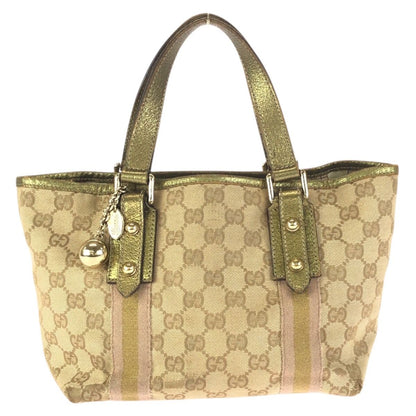 Gucci Beige Gold GG Canvas Leather Mini Tote