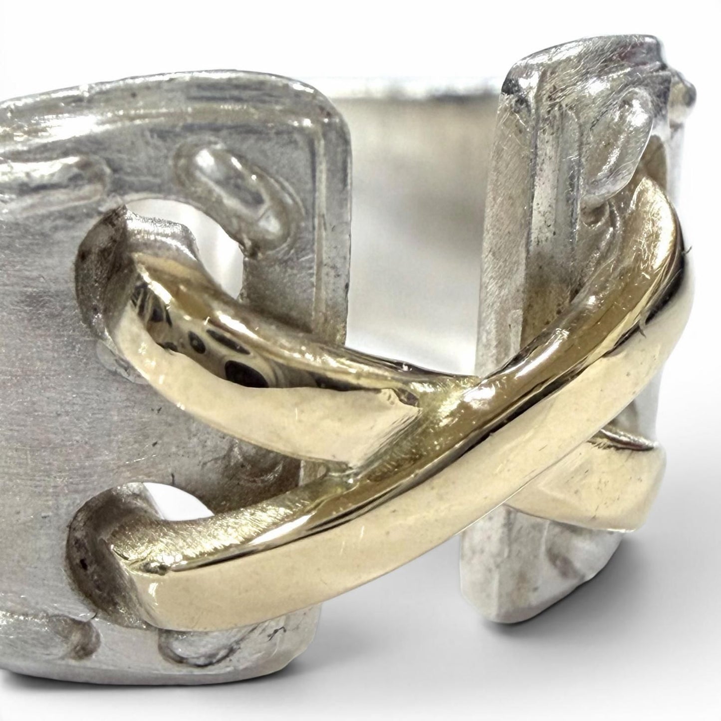 Hermes Vintage Mexico Ring 925 Combination Silver Gold — view 5
